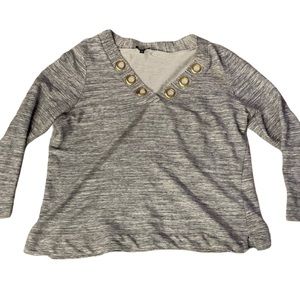 Lane Bryant Gray V-Neck Sweater Top Womens 18/20